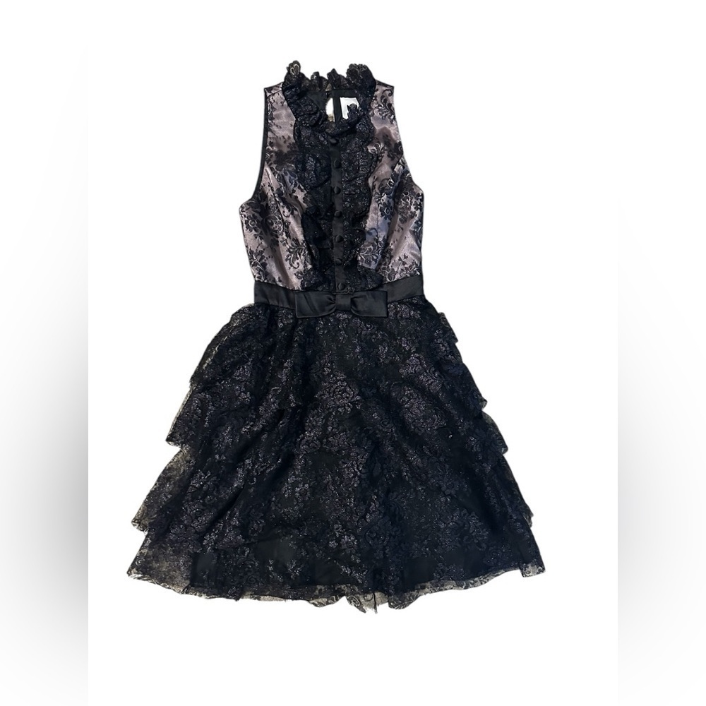 Jill Stuart Ruffled Lace SleeveLess WhimsiGoth Cocktail Dance‎ Mini Dress Size 2